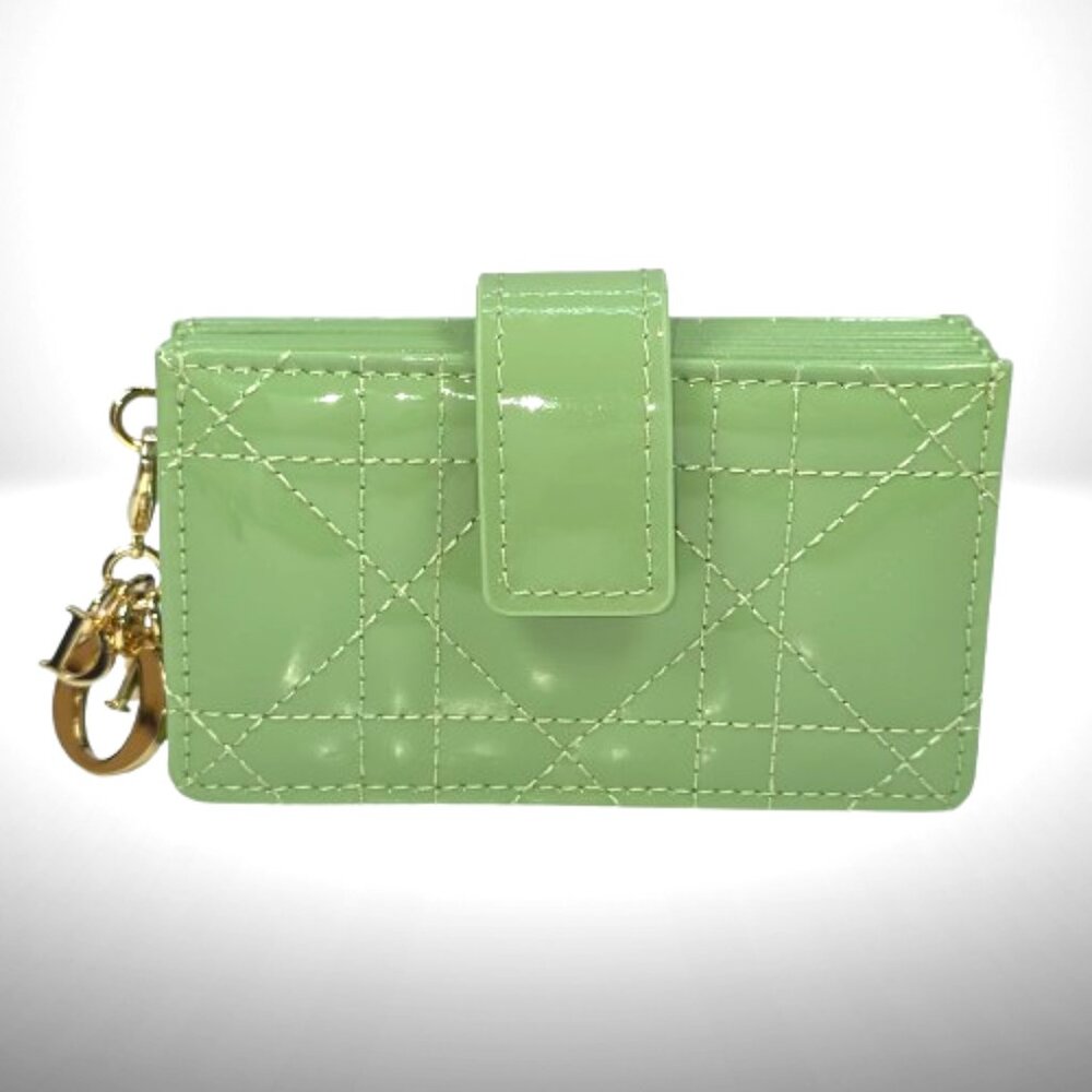 Dior Lady Dior “Jasmine” Card Holder – Mint Green Patent Cannage Calfskin - New - Picture 2 of 8